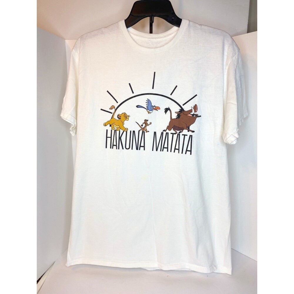 Hakuna Matata Lion King White Top T-Shirt Women's Size M Casual